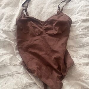 Chocolate Brown Ribbed One-Piece Bodysuit